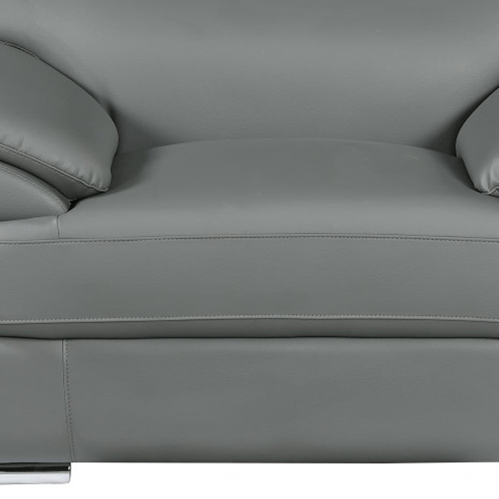 38" Black And White Genuine Leather Chair and a Half