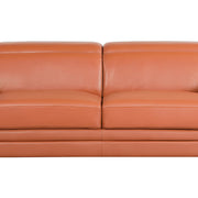 89" Beige Italian Leather Sofa With Silver Legs