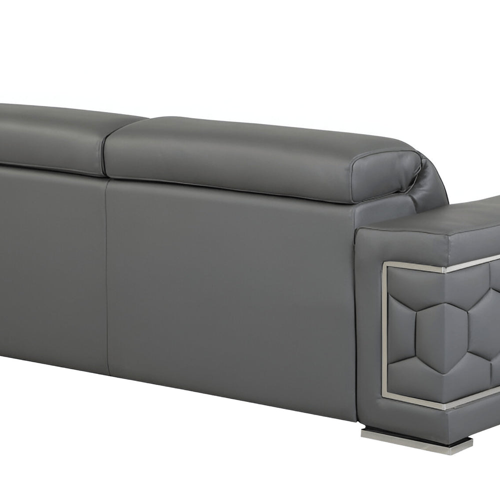 89" Camel Italian Leather Sofa With Silver Legs