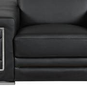 Three Piece Indoor Black Italian Leather Six Person Seating Set