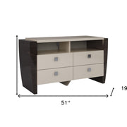 47" Beige Wood Dresser Mount Framed Mirror