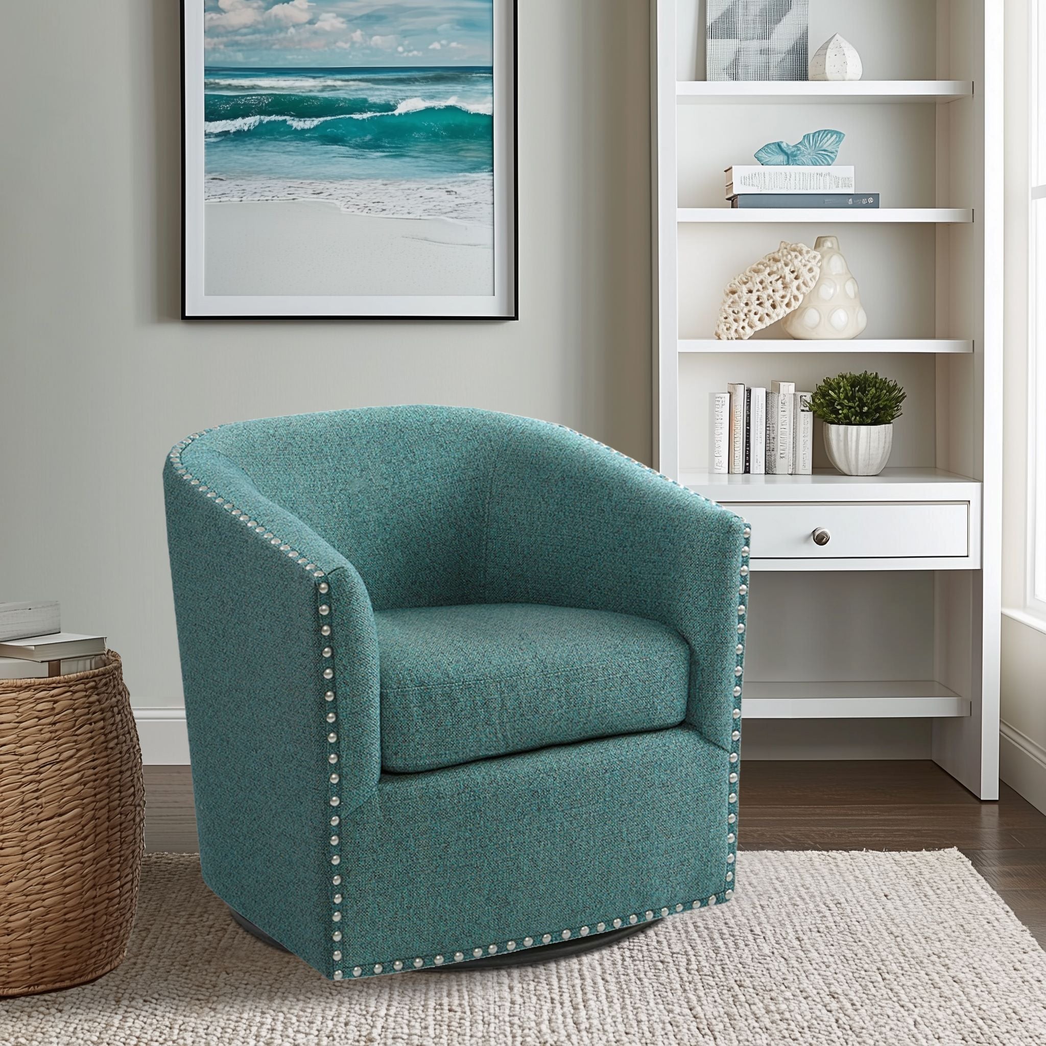 Tyler - Swivel Chair - Teal Multi