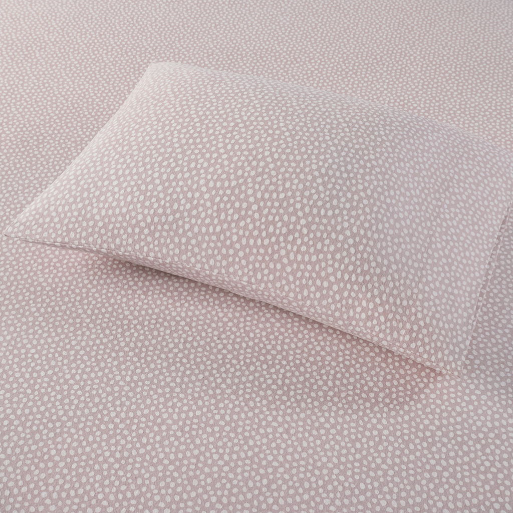 Cozy Flannel - King Printed Sheet Set - Blush Dots