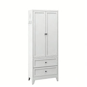 Pantry Cabinet With 2 Drawers, Adjustable Shelves, Freestanding Kitchen Storage Organizer - White
