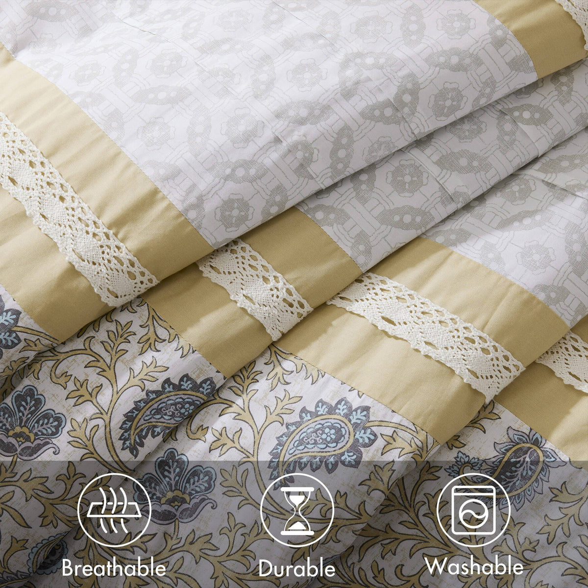 Dawn - King 9 Piece Comforter Set - Yellow