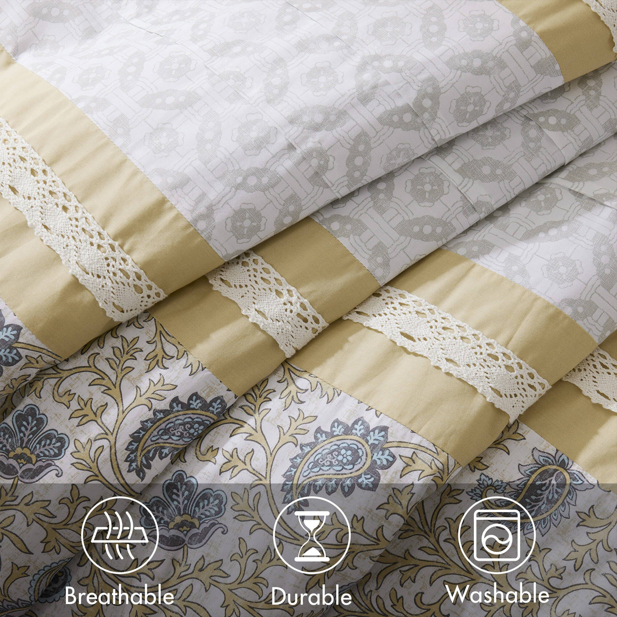 Dawn - California King 9 Piece Comforter Set - Yellow