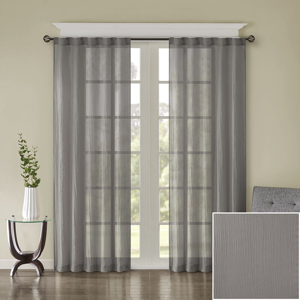 Harper - Solid Crushed Window Panel Pair - Gray
