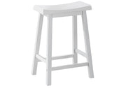 Set of Two 48" White Solid Wood Backless Bar Chairs