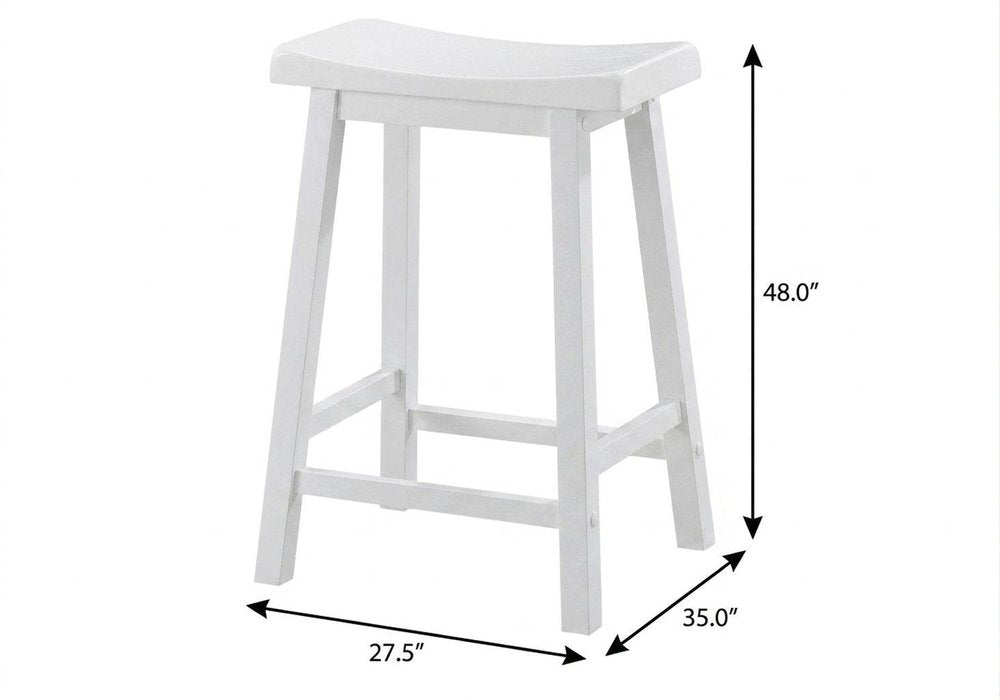 Set of Two 48" White Solid Wood Backless Bar Chairs