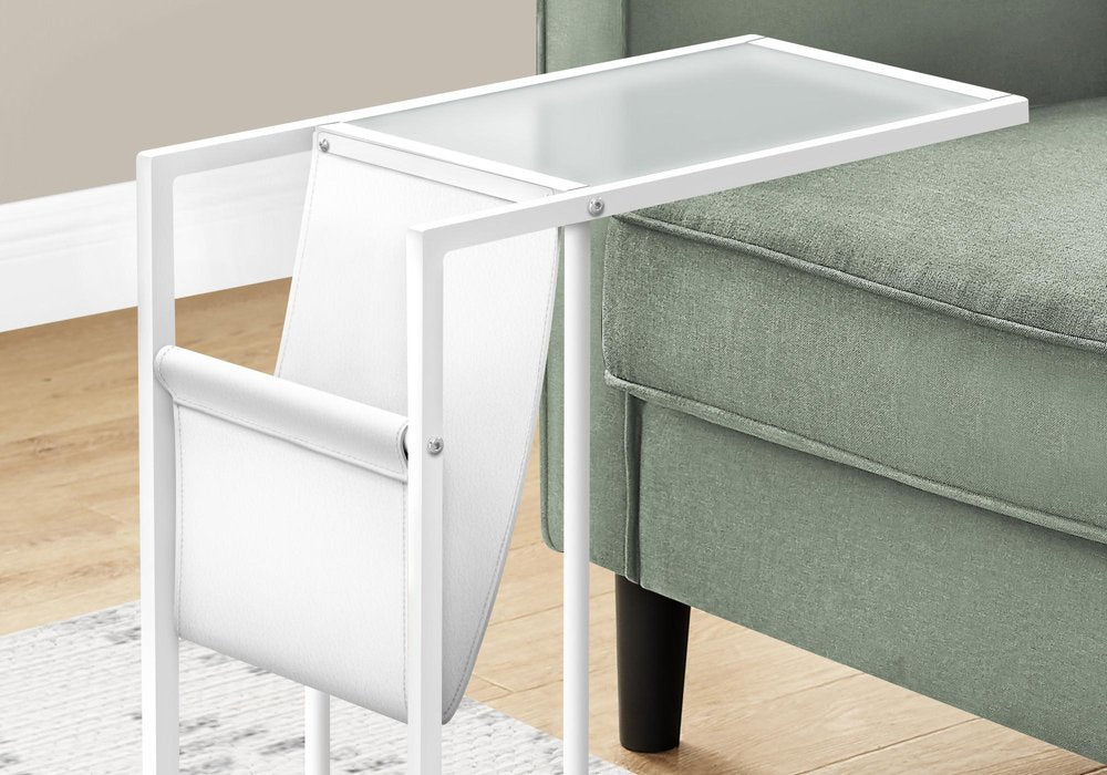White Modern Metal And Glass Tv Table