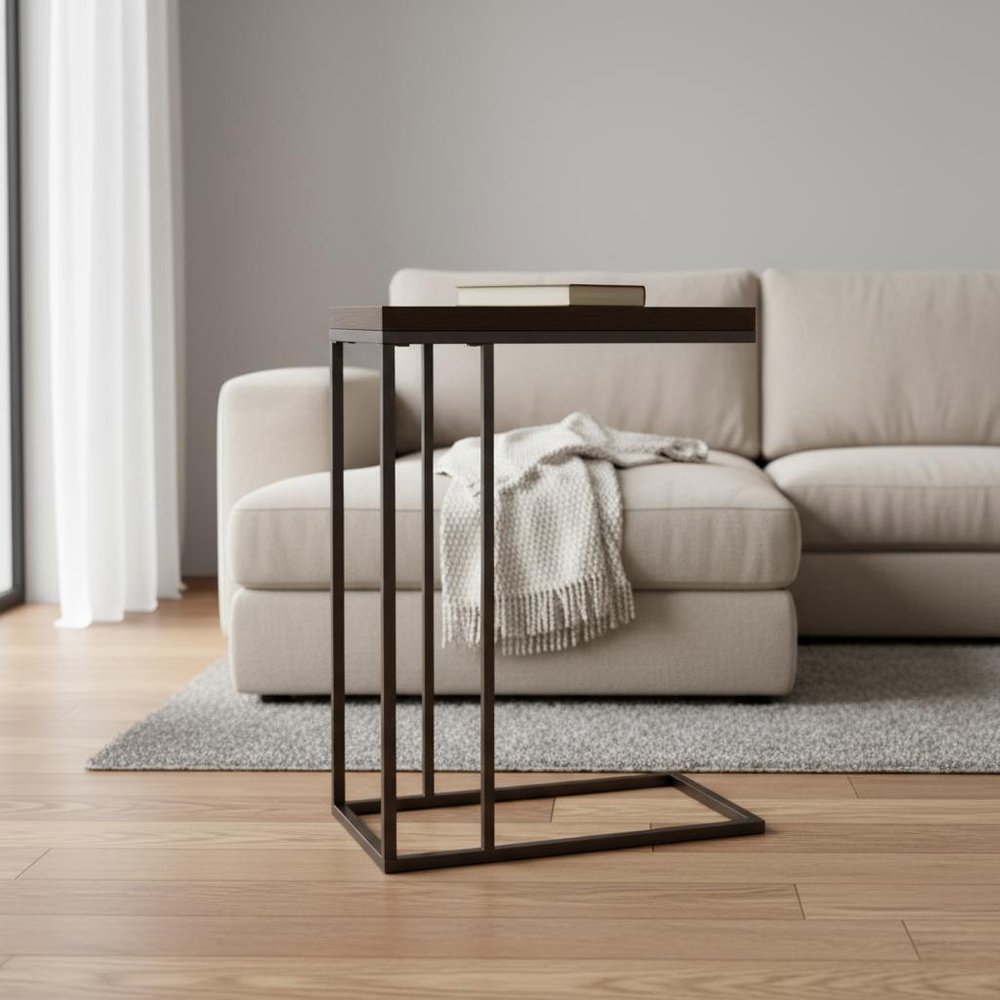 18.25" X 10.25" X 25.25" Grey Particle Board Metal  Accent Table