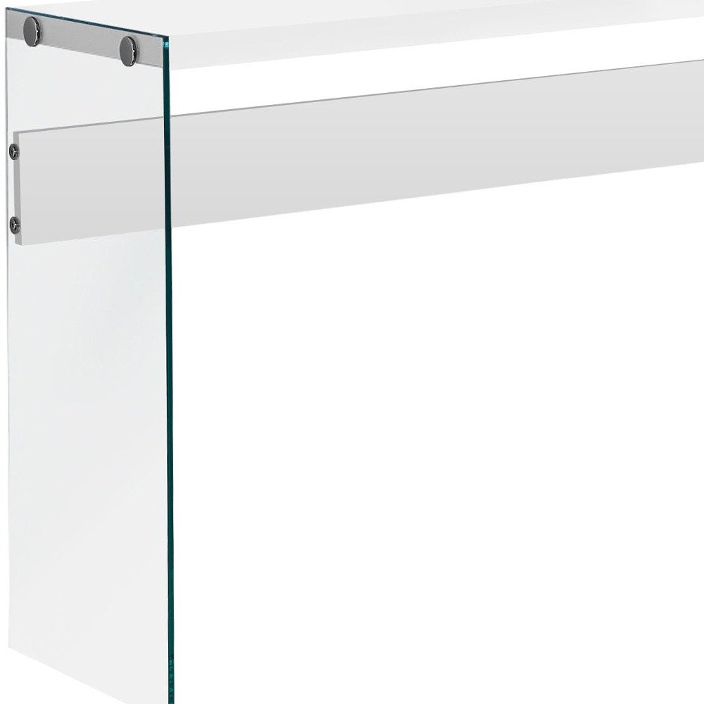 44" Gray And Clear Solid Console Table