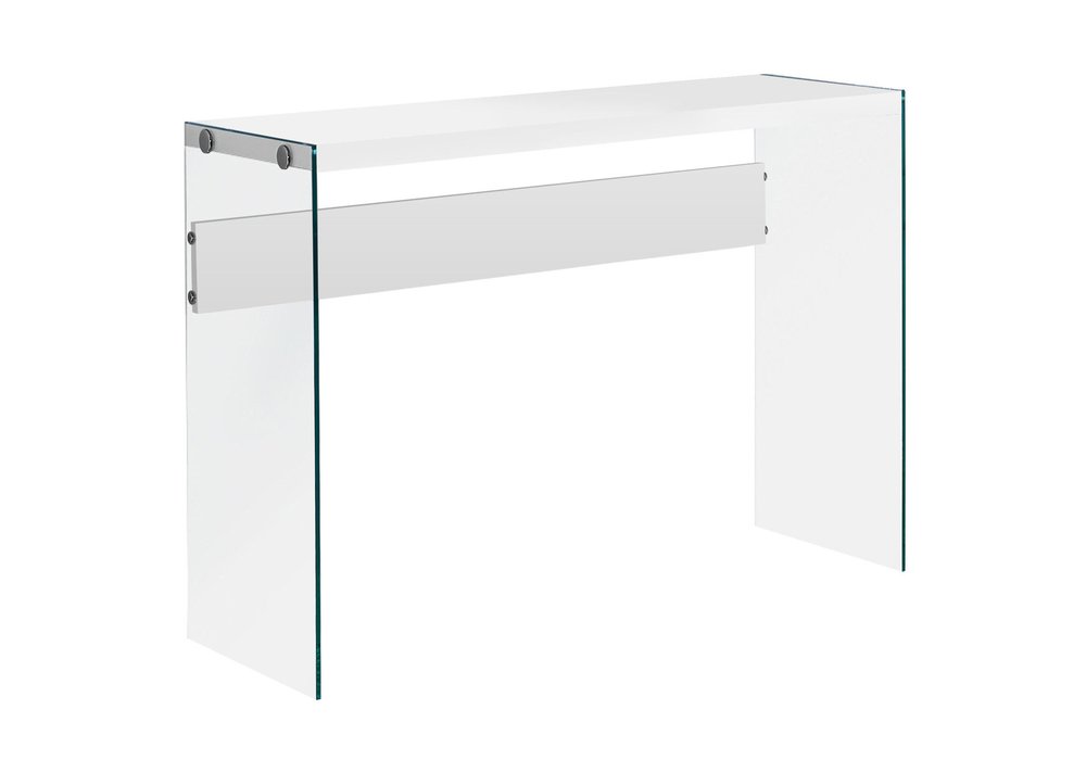 44" Gray And Clear Solid Console Table