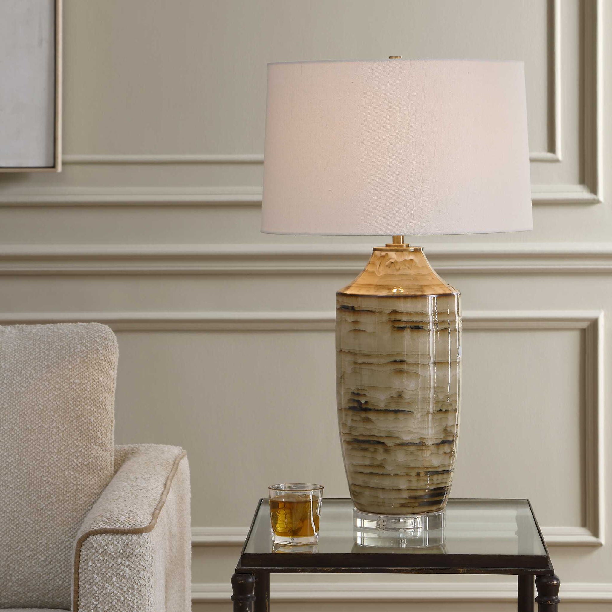 Schneider - Glazed Table Lamp - Brown / Beige