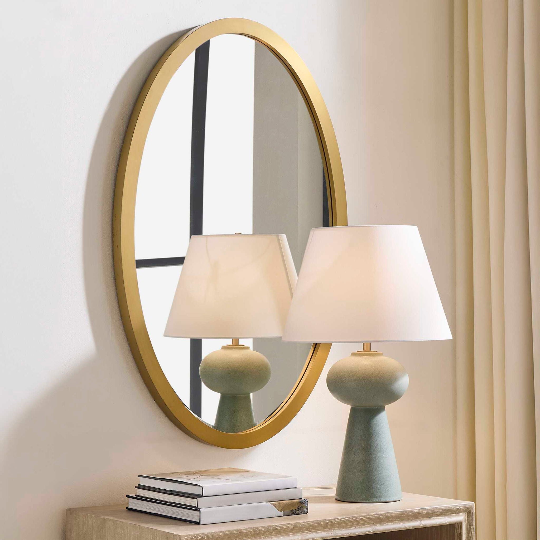 Elstree - Oval Mirror - Antique Brass