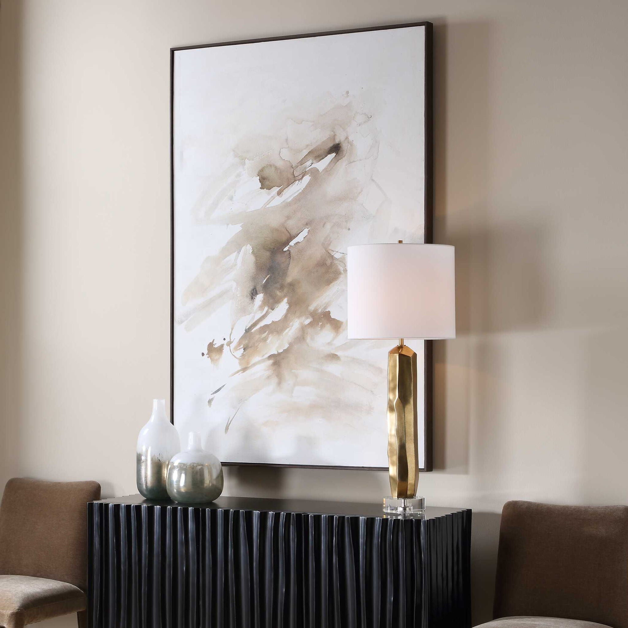 Still Moving - Abstract Painting - Brown / Gray / White