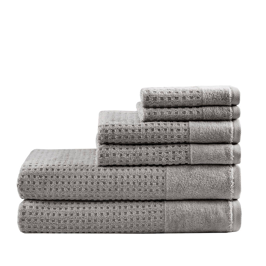 Spa - 6 Piece Jacquard Antimicrobial Towels Set - Charcoal