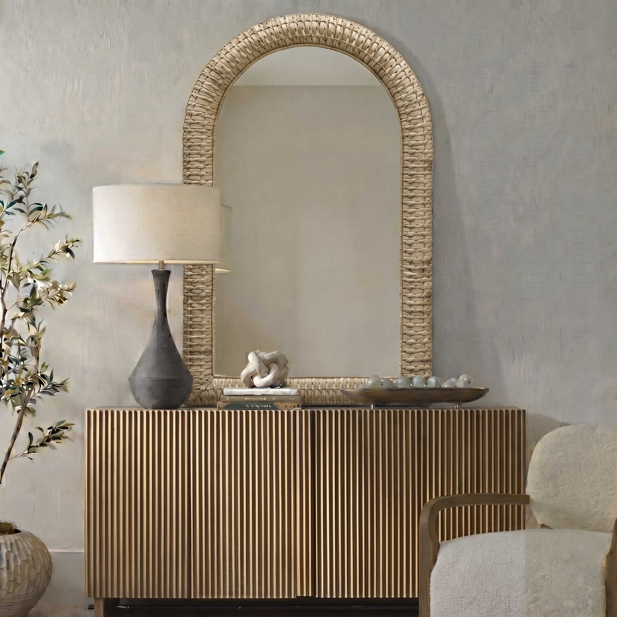 Twisted - Seagrass Arch Mirror - Woodtone