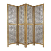 84" Clear Capiz Mother of Pearl Folding Three Panel Screen Room Divider