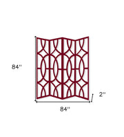 84" Red Solid Wood Folding Four Panel Screen Room Divider