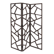 70" Brown Solid Wood Folding Three Panel Screen Room Divider
