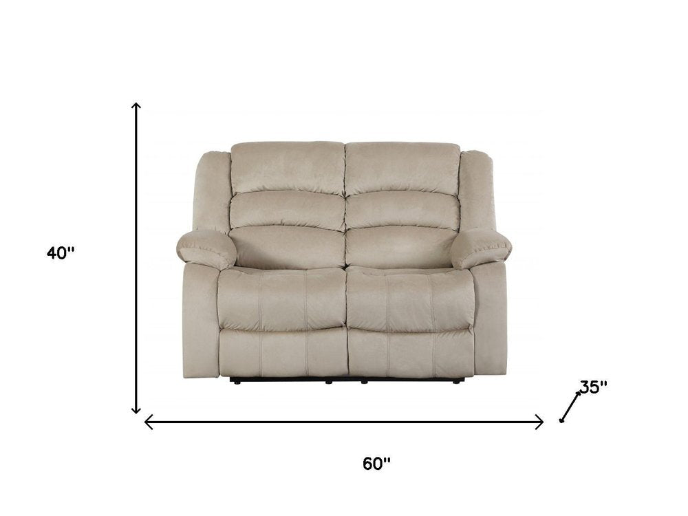Two Piece Indoor Beige Microsuede Five Person Seating Set