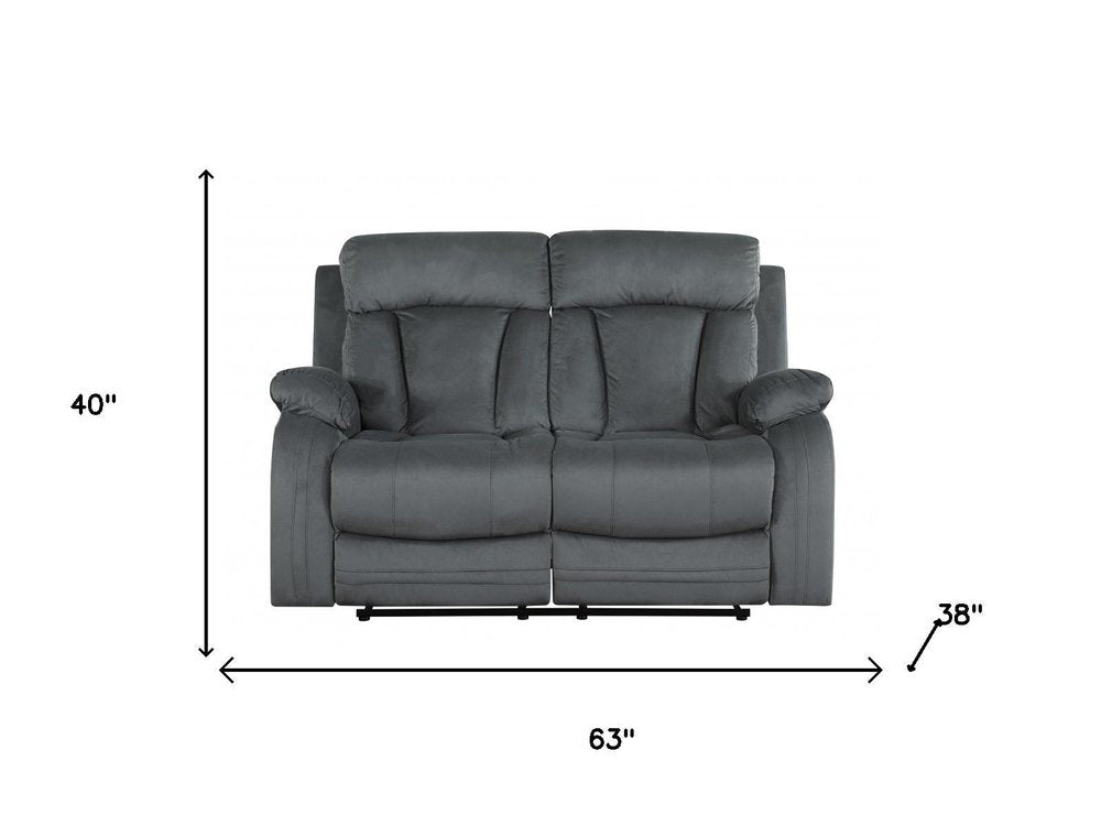Two Piece Indoor Gray Microsuede Five Person Seating Set