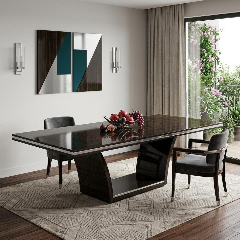 70" Dark Brown Two Drawer Buffet Table with Four Doors
