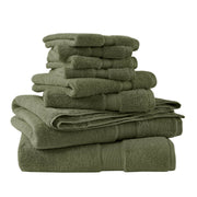 800GSM Ultra-Soft Absorbent 8 Piece Towel Set - Olive Green