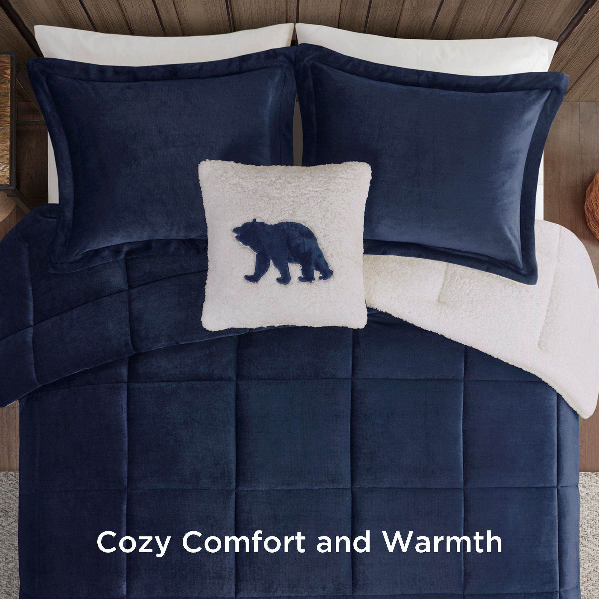 Alton - Down Alternative Comforter Set - Navy / Ivory