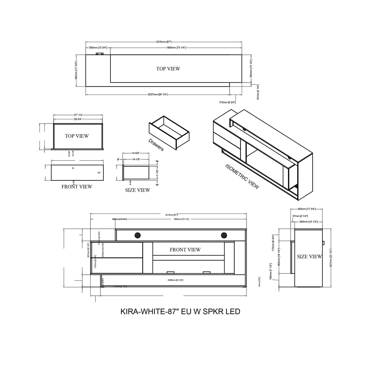 Kerry - Entertainment Unit With Speaker And LED Lighting - White