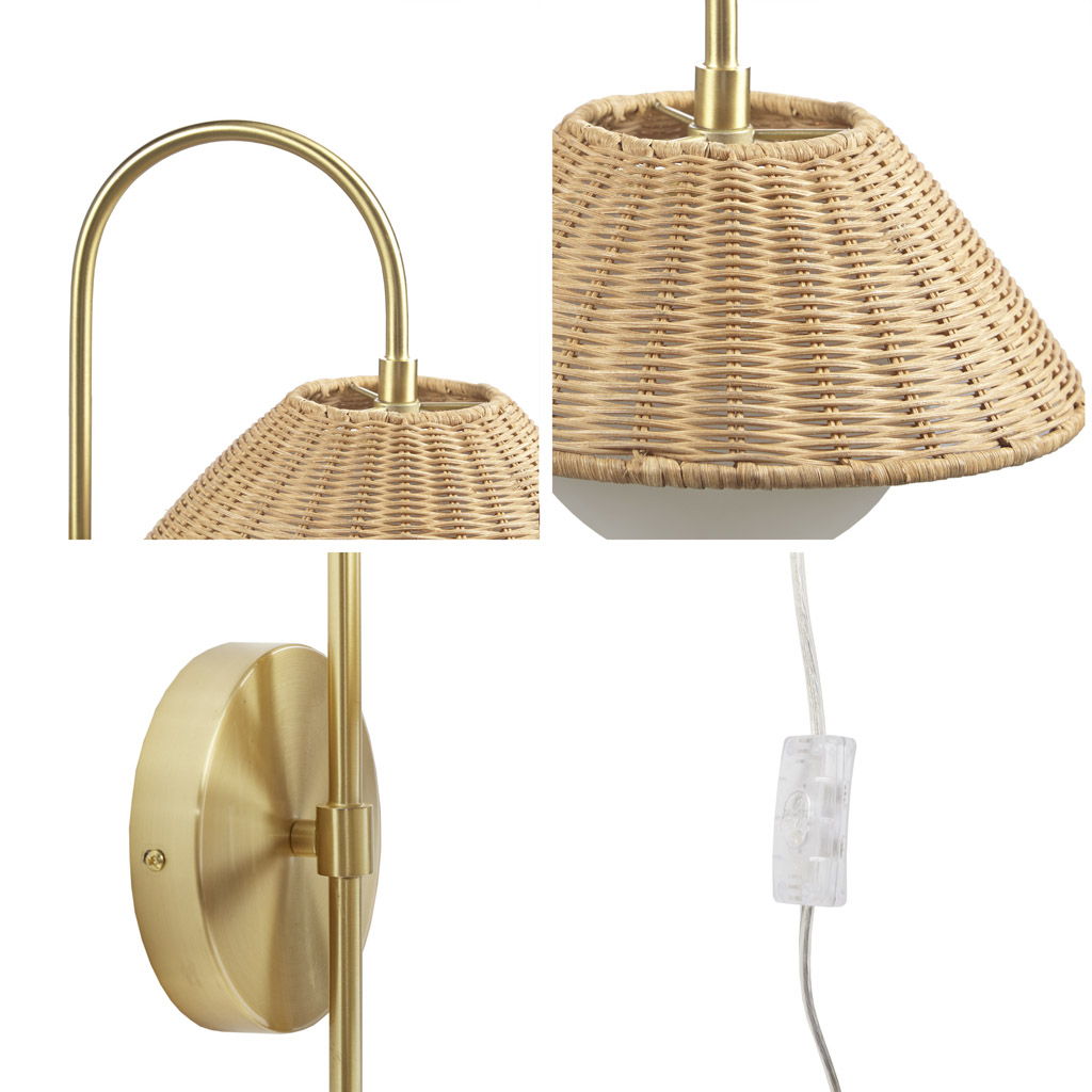 Laguna - Rattan Weave Wall Sconce - Gold