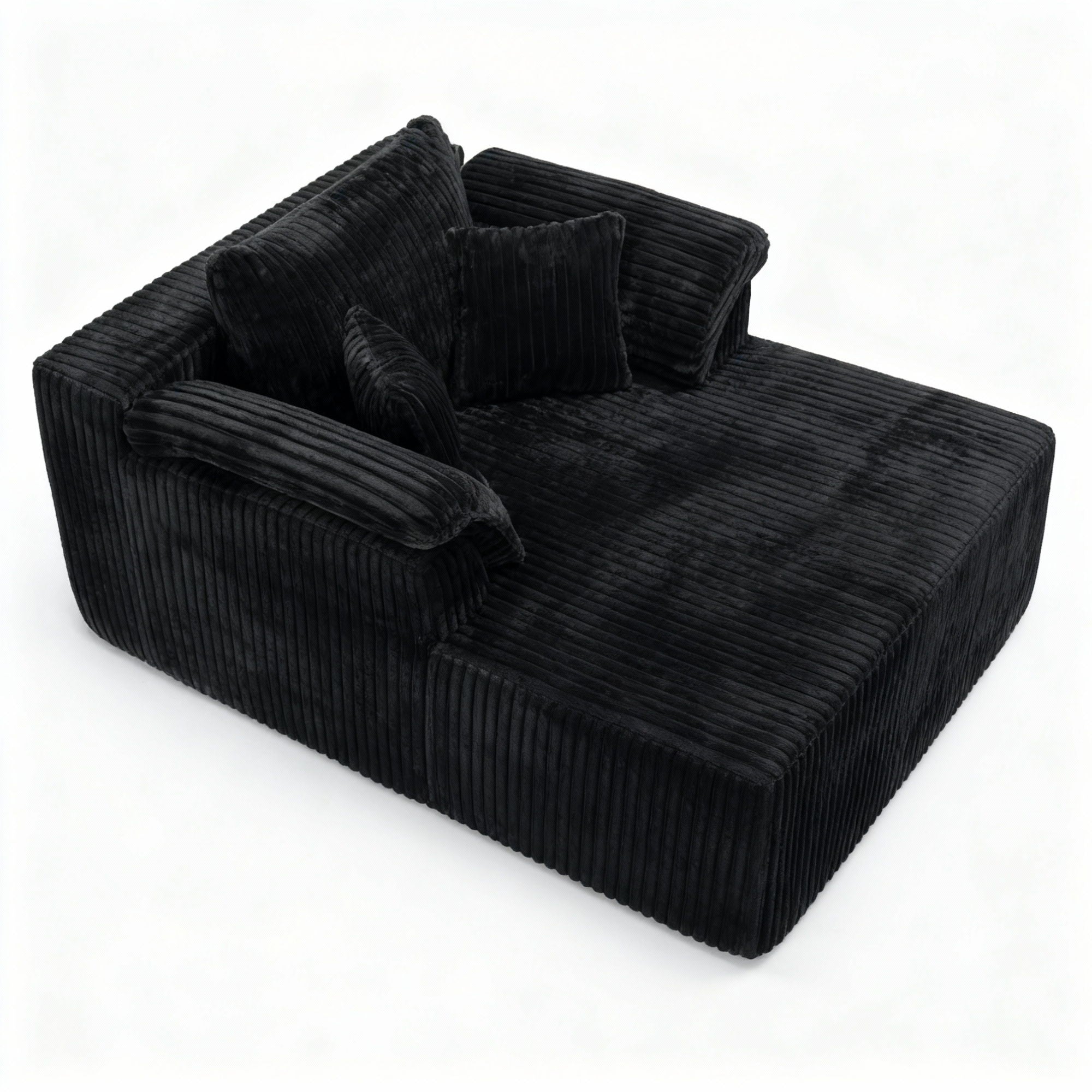 Chaise Lounge Chair Indoor, Oversized Upholstered Boneless Sofa Bed For Living Room - Black