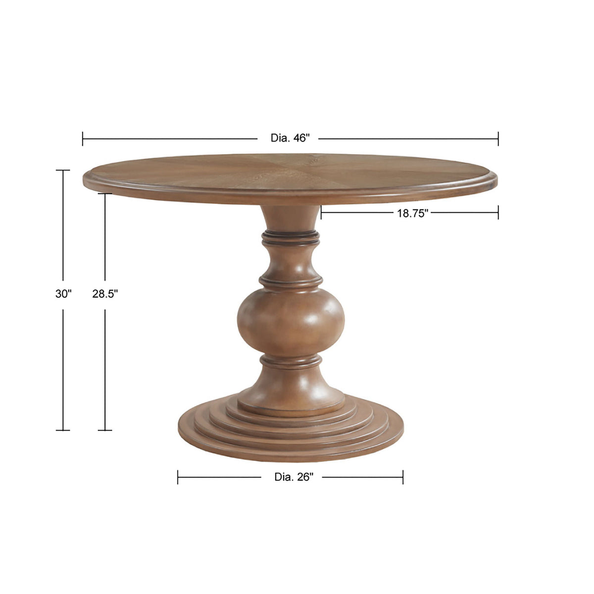 Lexi - Round Pedestal Dining Table - Reclaimed Walnut