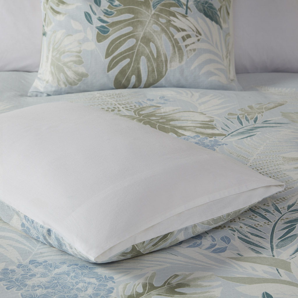 Kiawah Island - 5 Piece Cotton Duvet Cover Set With Throw Pillow - Light Blue