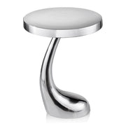 21" Silver Aluminum Round Abstract End Table