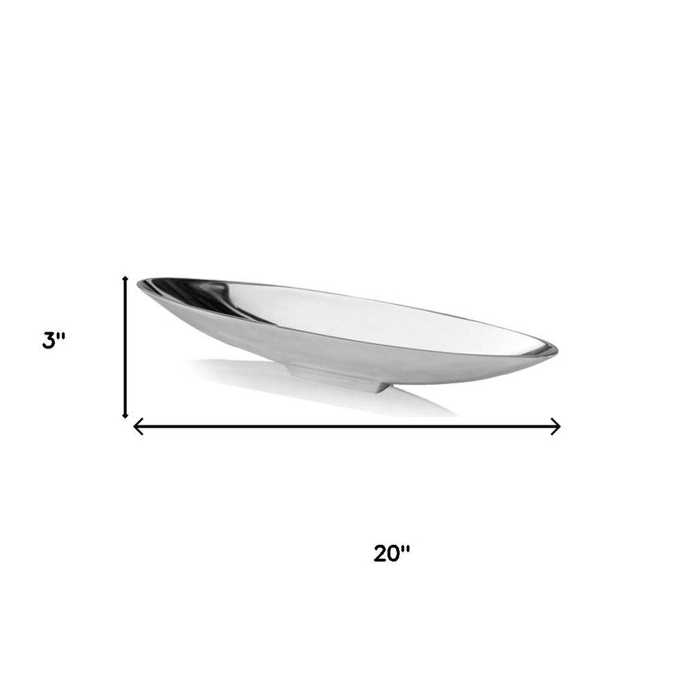 32" Contempo Shiny Silver Long Boat Tray