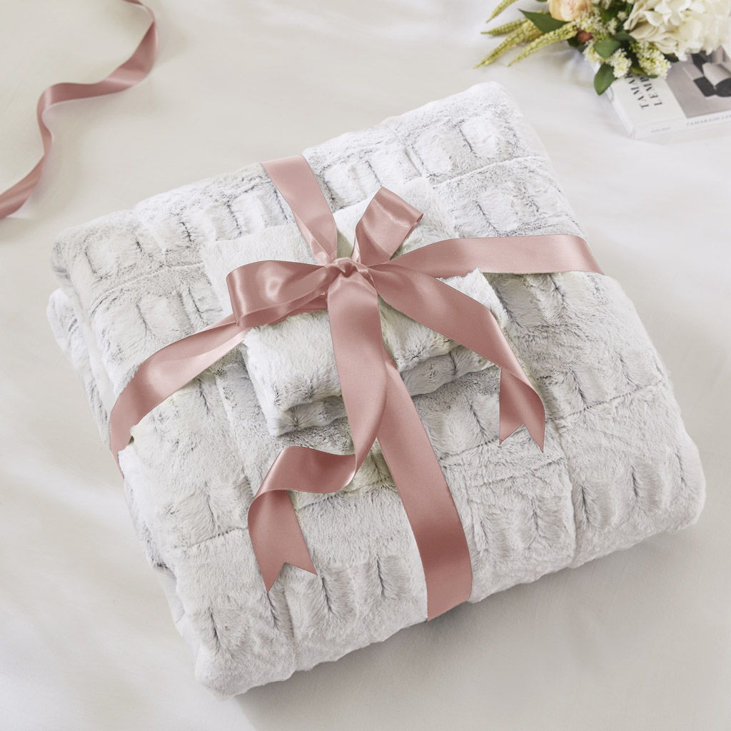 Gia - Back Print Long Comforter Mini Set - Gray