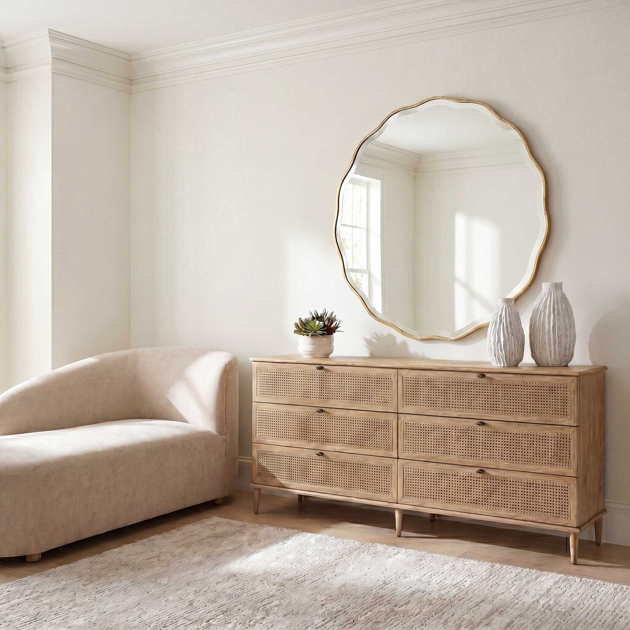 Coast - 6 Drawer Rattan Chest - Woodtone