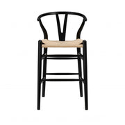 Natural And Black Solid Wood Counter Height Bar Chair