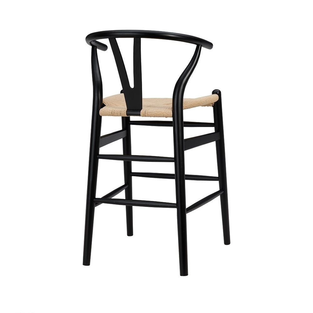 Natural And Black Solid Wood Counter Height Bar Chair
