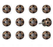 Set of Twelve Brown And Black Geometric Ceramic Drawer Pull Knobs