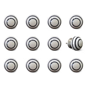 Set of Twelve Black And White Ceramic Drawer Pull Knobs