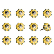 1.5" X 1.5" X 1.5" Ceramic Metal Yellow And Green 12 Pack Knob