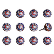 Set of Twelve Blue And White Floral Ceramic Drawer Pull Knobs