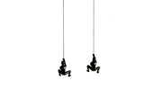 Set of Two Black Resin Climbing Man Hanging Dimensional Sculpture