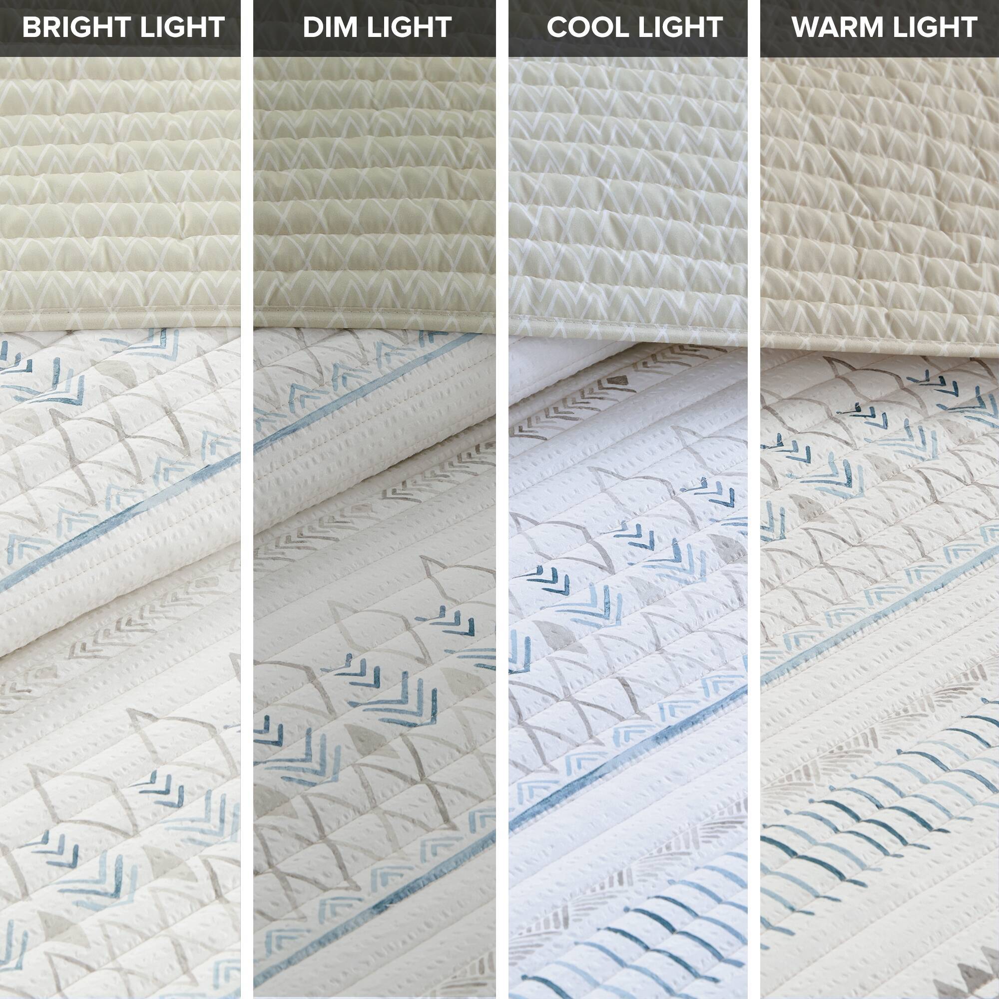 Fraser - 3 Piece Printed Microfiber Seersucker Quilt Set - Taupe