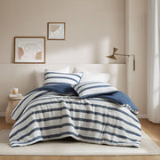 Merritt - King/California King Yarn-Dyed Striped Comforter - Blue
