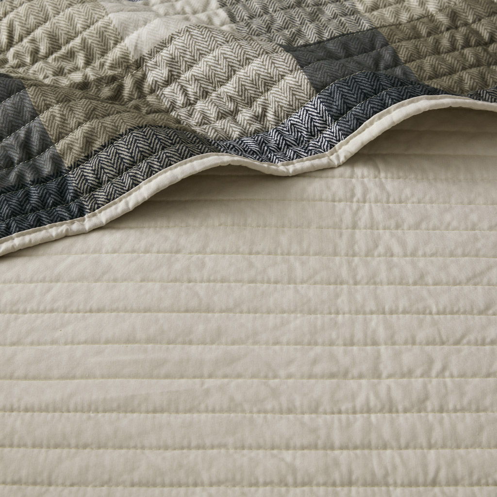 Ridge - 6 Piece Reversible Plaid Daybed Cover Set - Neutral