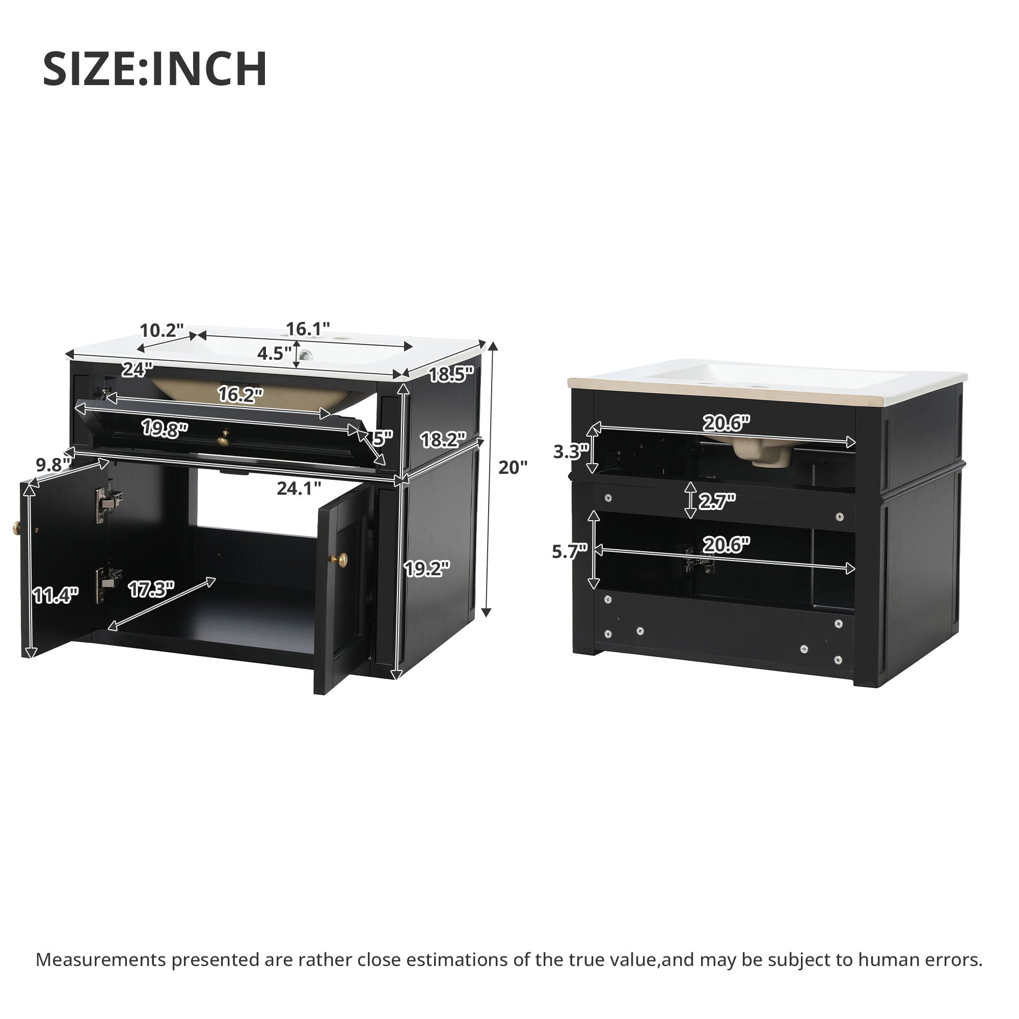 Wall Mounted Bathroom Vanity With Tip Out Drawer And Open Back Design